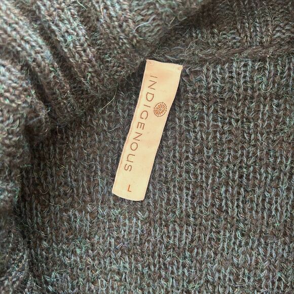 Indigenous Alpaca Blend Cardigan Sweater, Handmade in Peru, Midnight Blue, L - Picture 3 of 6